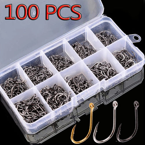 100-Piece High Carbon Steel Barbed Fishing Hook Set Nova Fishing & Outdoors