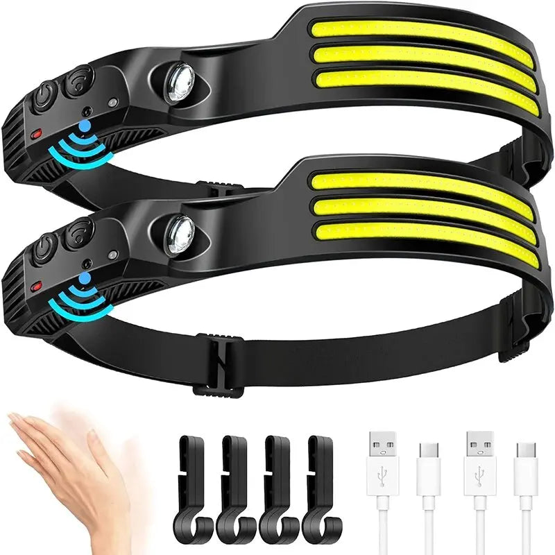 USB Rechargeable COB LED Induction Headlamp with Motion Sensor and Built-In Battery Nova Fishing & Outdoors
